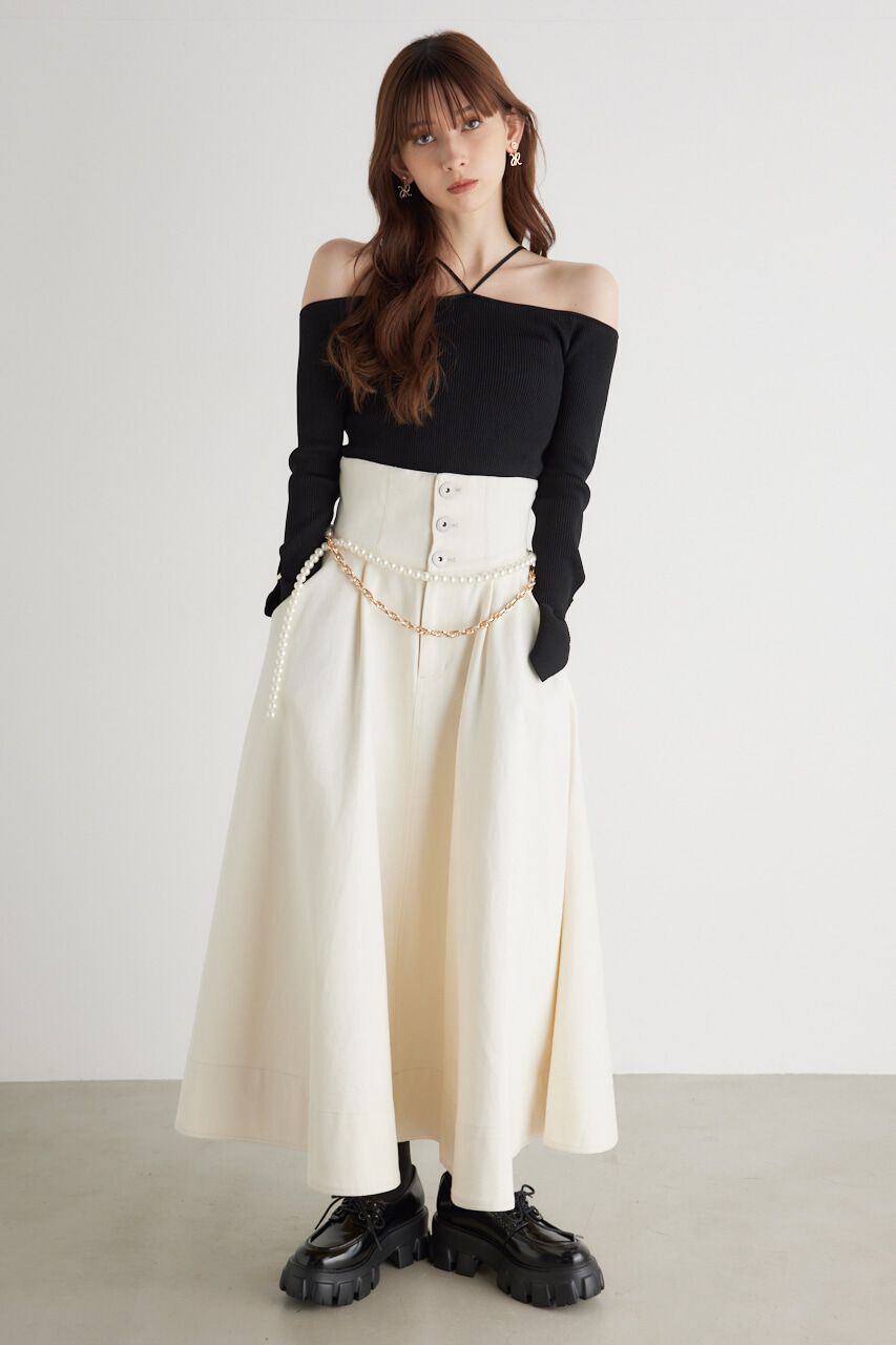 rienda「ターンBELTJ/Wフレア SK」|スカート|WHT