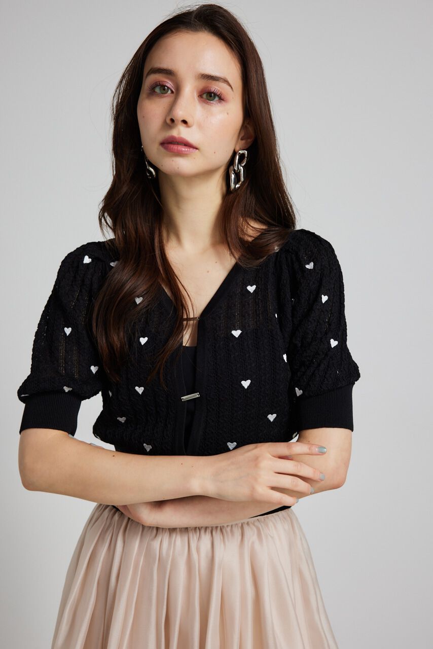 rienda「2WAYハートドットパフknitTOP」|ニット・セーター|BLK