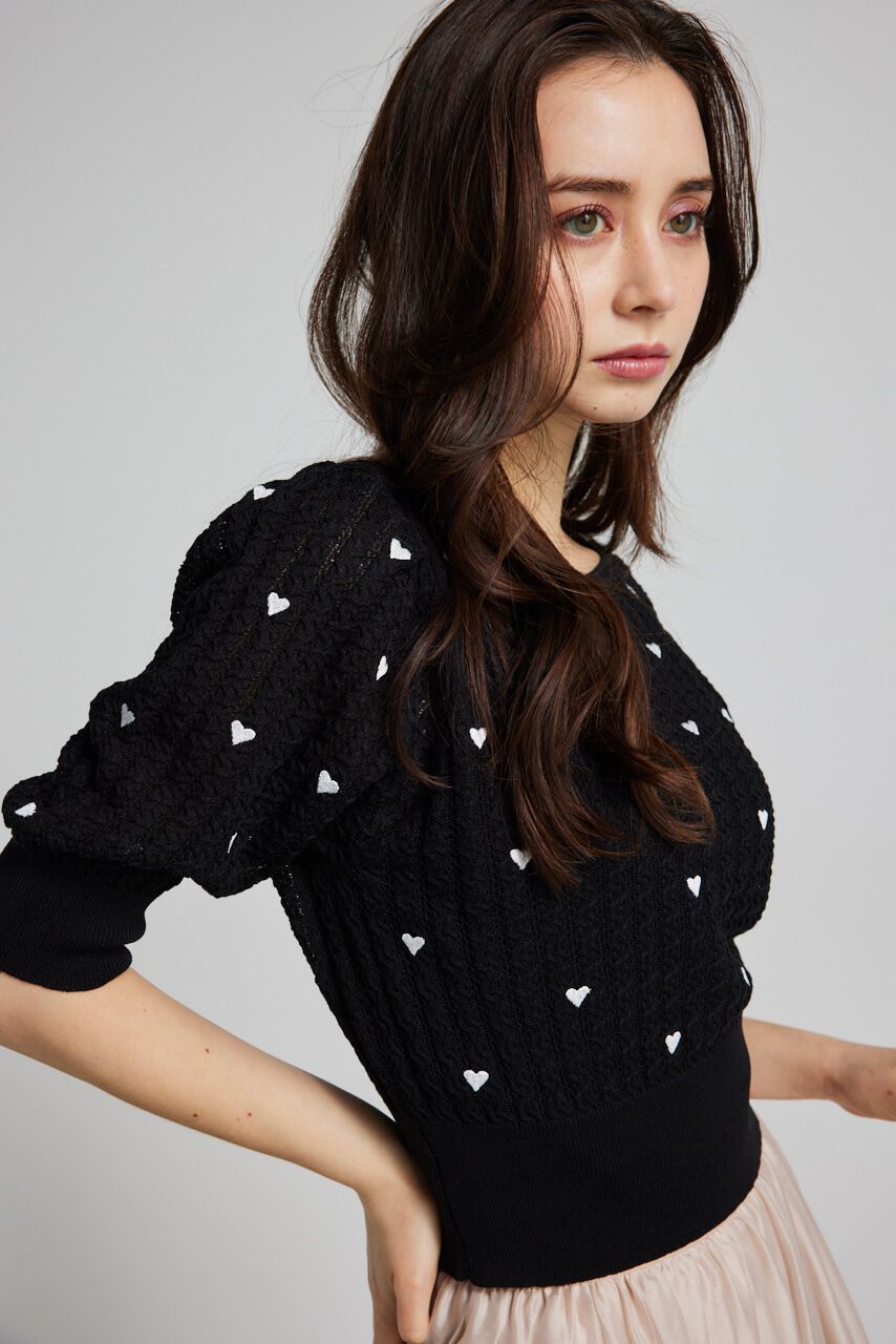 rienda「2WAYハートドットパフknitTOP」|ニット・セーター|