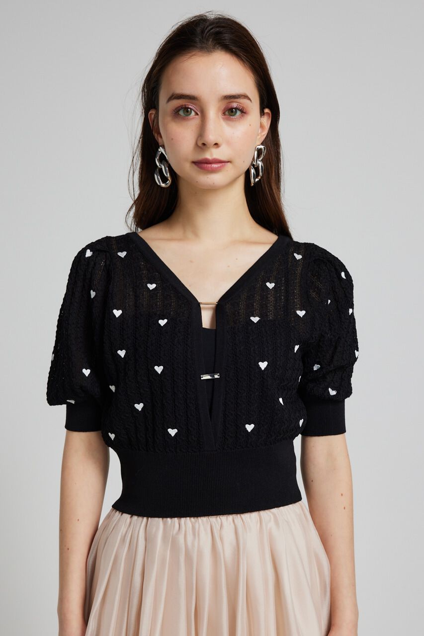 rienda「2WAYハートドットパフknitTOP」|ニット・セーター|