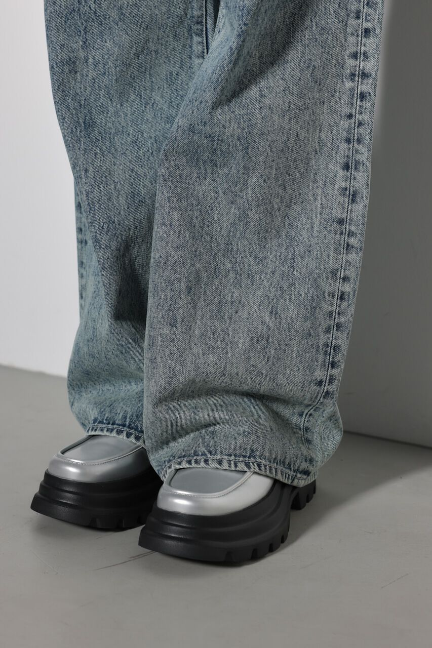 rienda「スリムタックワイドデニムパンツ」|デニム|