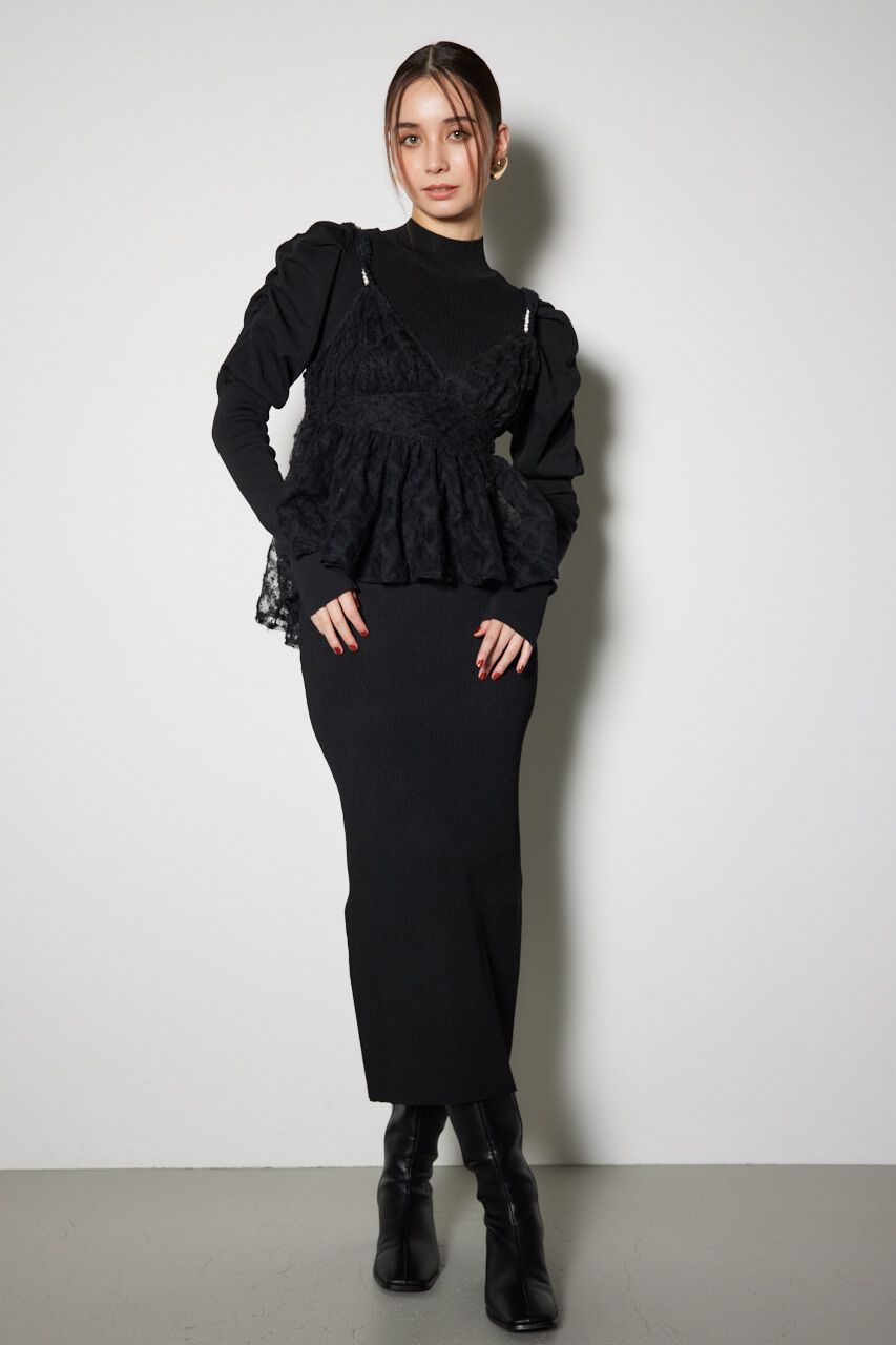 rienda「ビスチェセットニットワンピース」|ワンピース|BLK