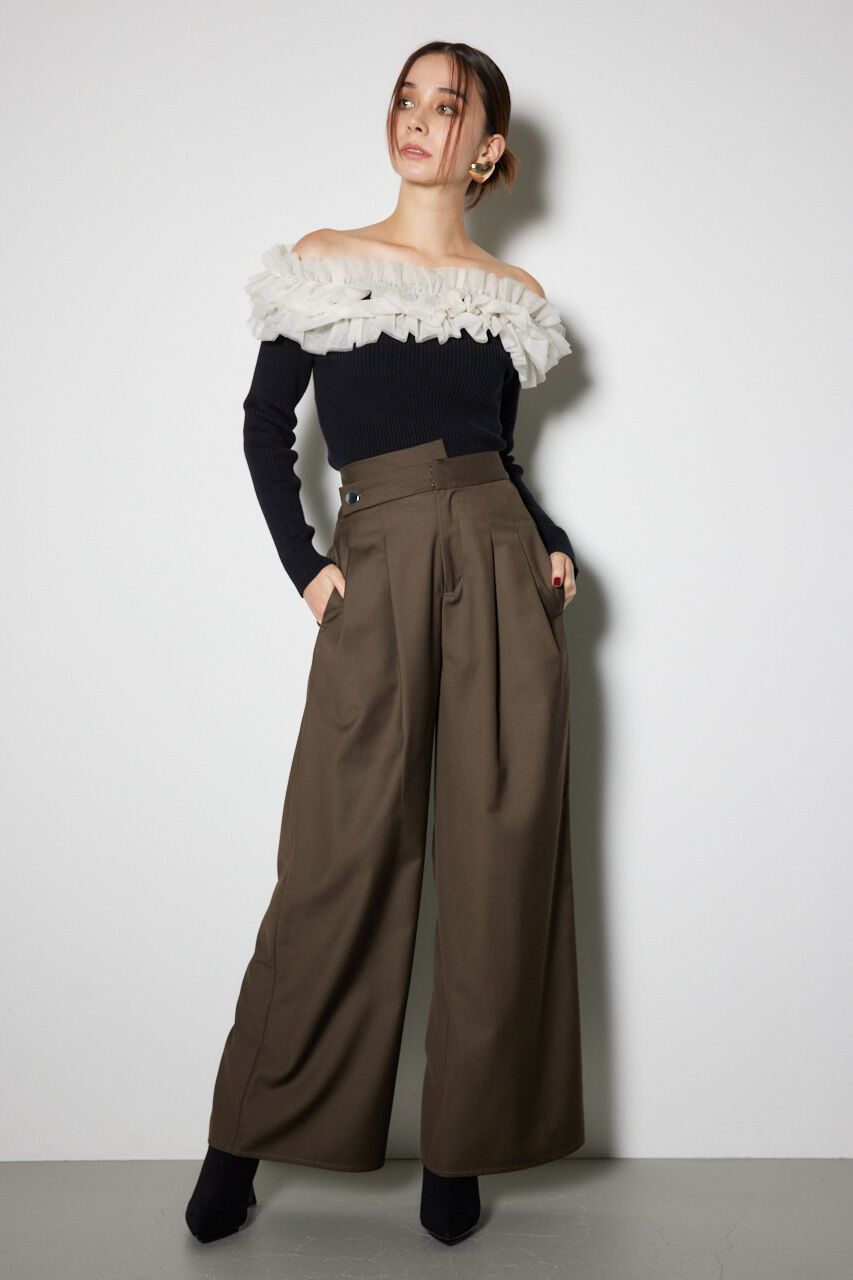 rienda「チュールフリルオフショルニットトップス」|ニット・セーター|