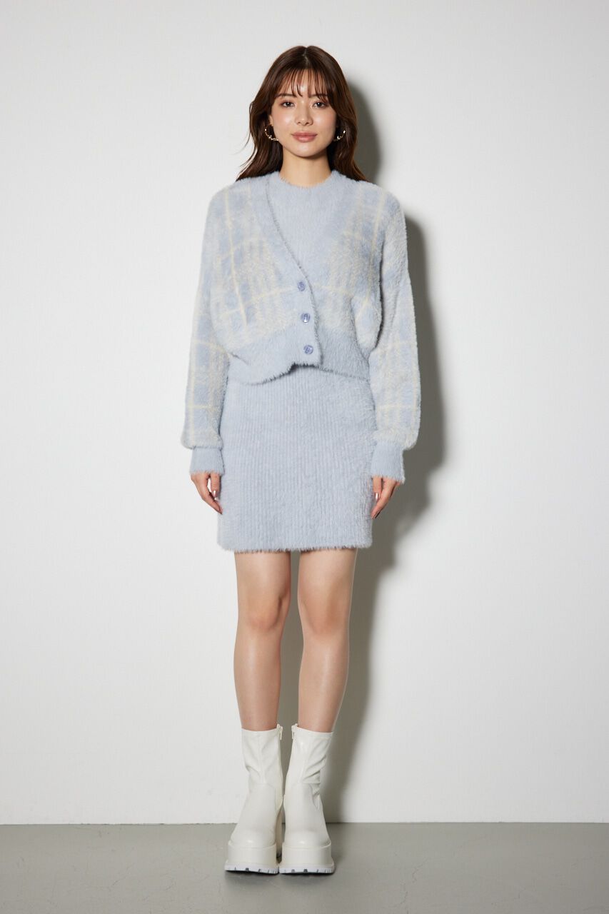 rienda「チェックジャガードカーディガンSETオフタートルニットミニワンピース」|ワンピース|