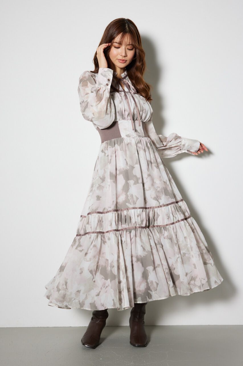 rienda「ニットコンビライクフレアワンピース」|ワンピース|