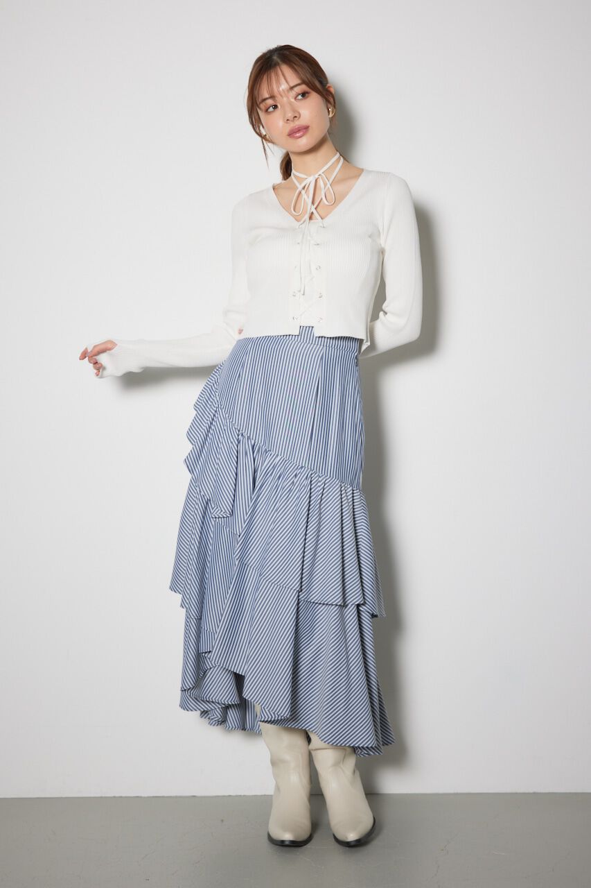 rienda「レースアップリブニットトップス」|ニット・セーター|