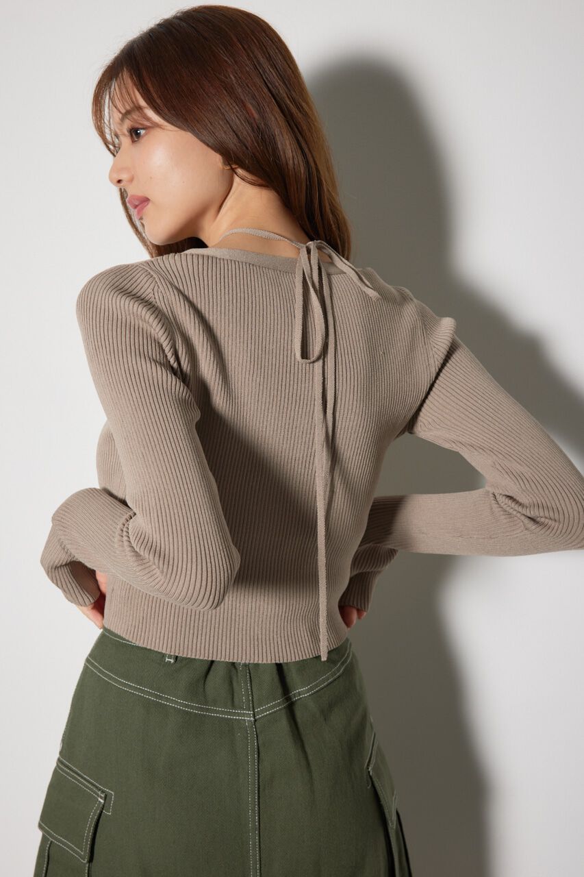 rienda「レースアップリブニットトップス」|ニット・セーター|