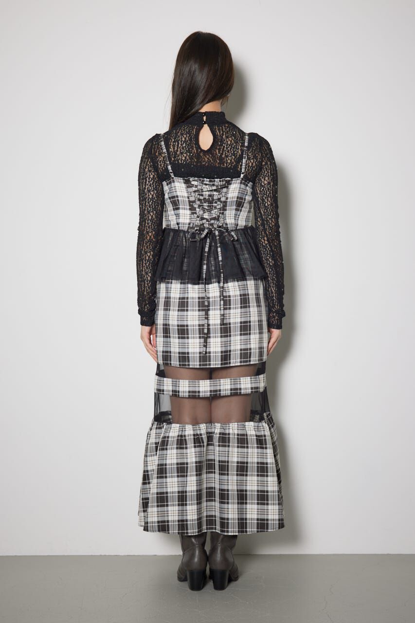 rienda「ペプラムマーメイドチェックキャミワンピース」|ワンピース|