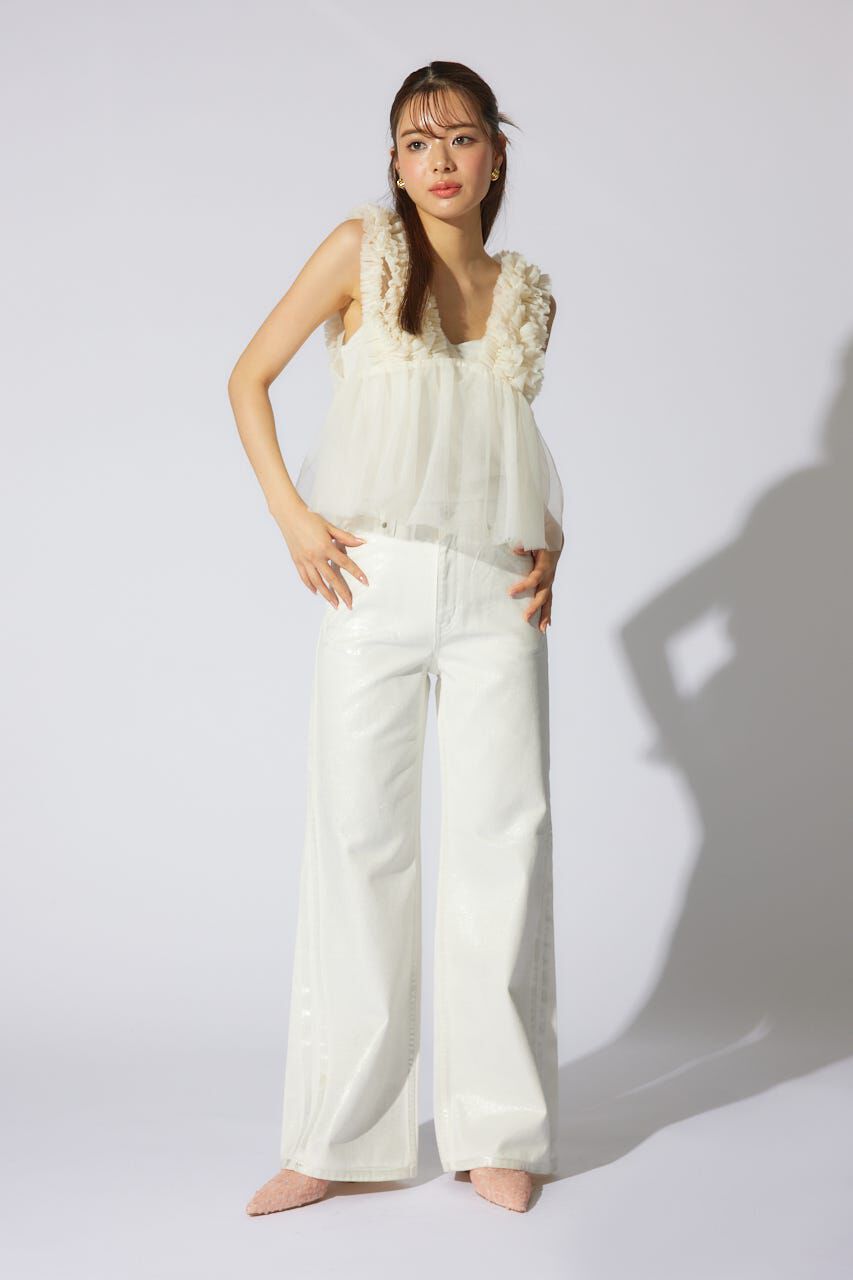 rienda「ボリュームチュールペプラムブラウス」|シャツ・ブラウス|