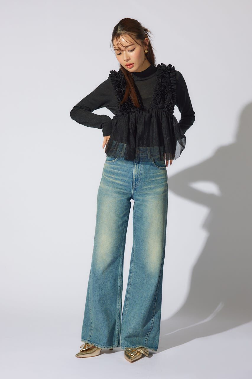 rienda「ボリュームチュールペプラムブラウス」|シャツ・ブラウス|