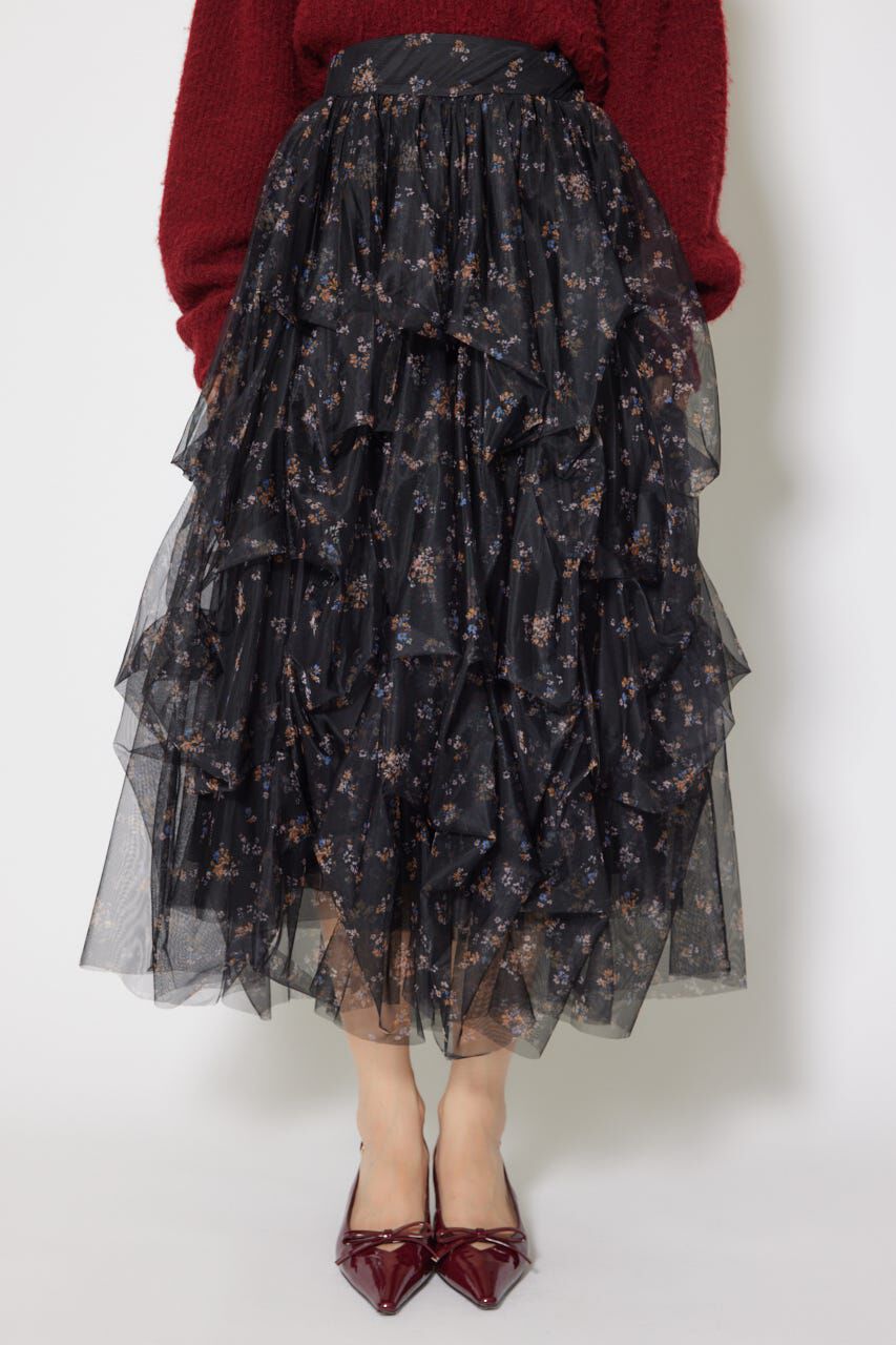 rienda「ランダムタックチュールスカート」|スカート|