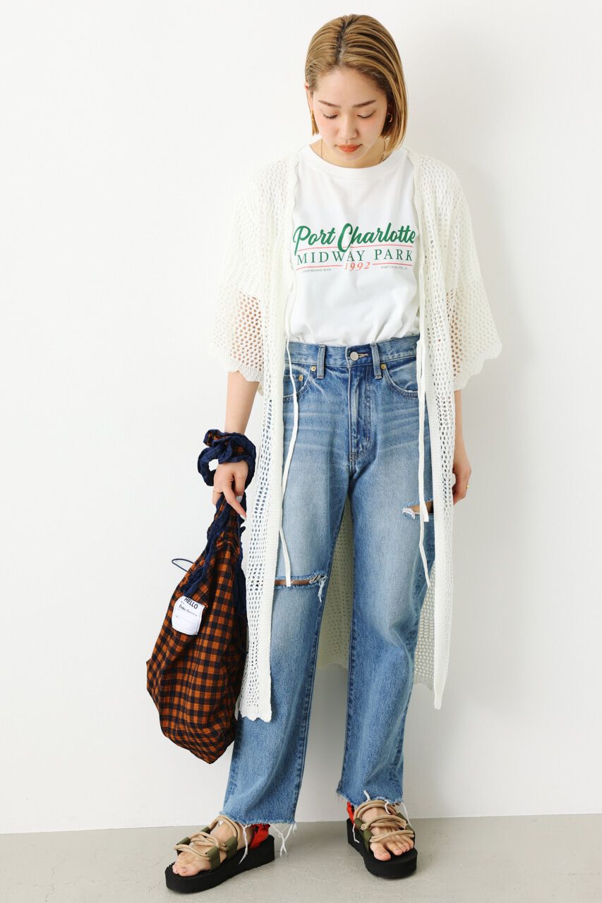 RODEO CROWNS「透かし編みニットロングカーディガン」|カーディガン|O/WHT1