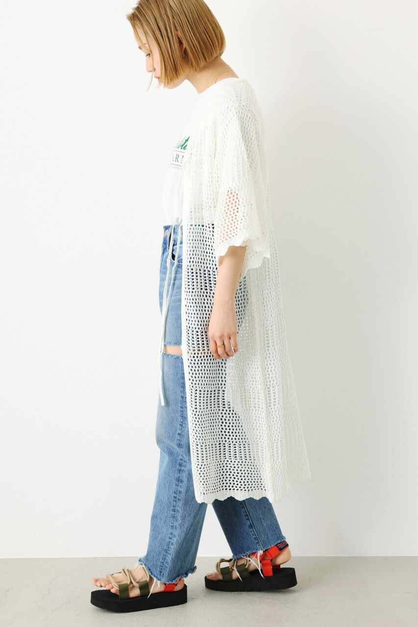 RODEO CROWNS「透かし編みニットロングカーディガン」|カーディガン|