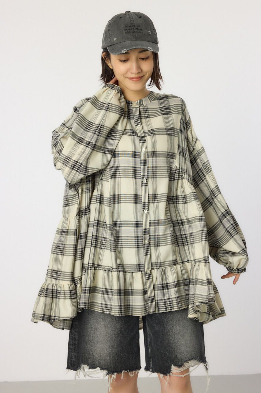 RODEO CROWNS「マルチチェックティアードチュニック」|シャツ・ブラウス|柄BLK5