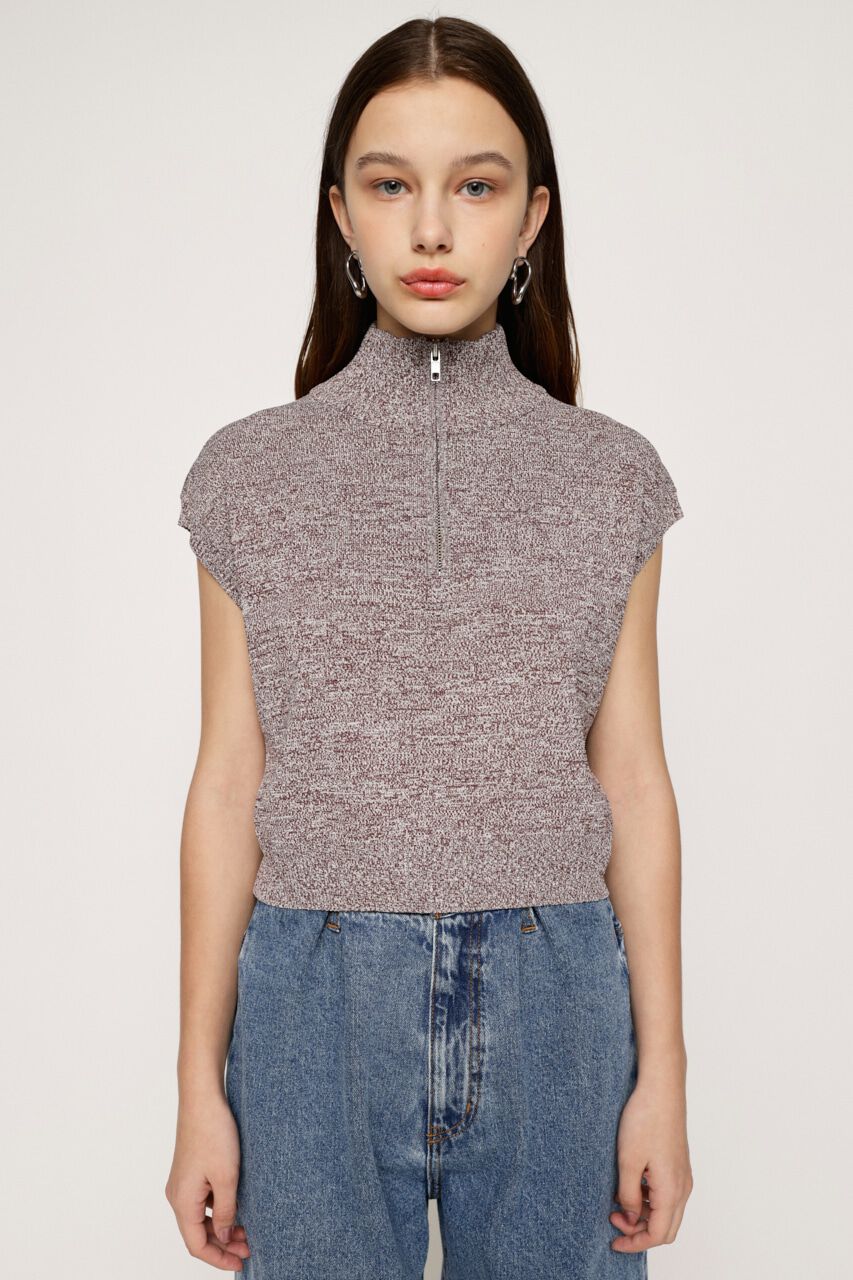 SLY「HALF ZIP KNIT トップス」|タンクトップ|