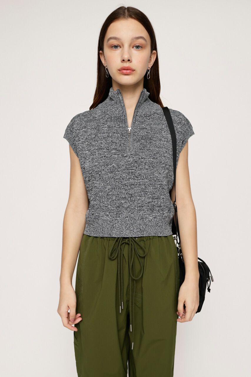 SLY「HALF ZIP KNIT トップス」|タンクトップ|M/GRY7