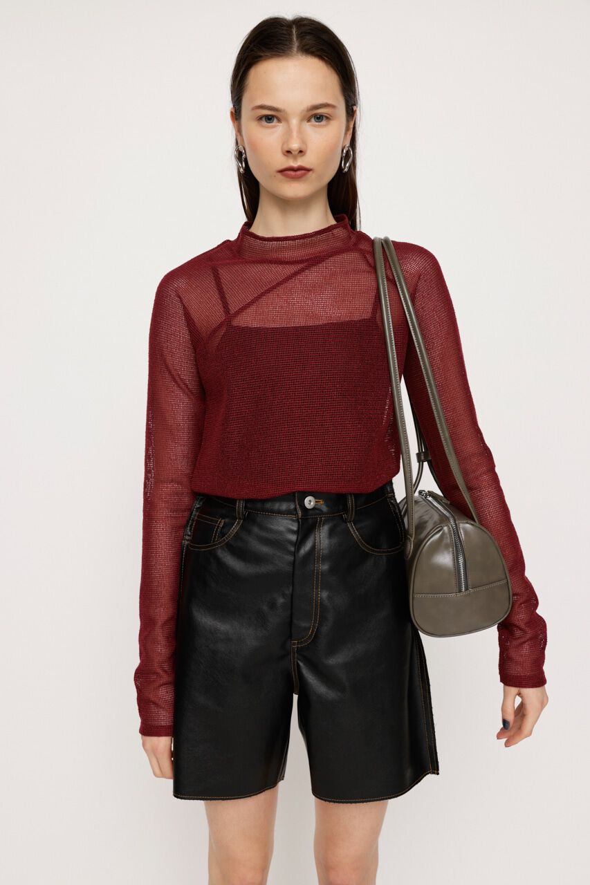 SLY「ASYMMETRY MESH L／S トップス」|Tシャツ・カットソー|D/RED3