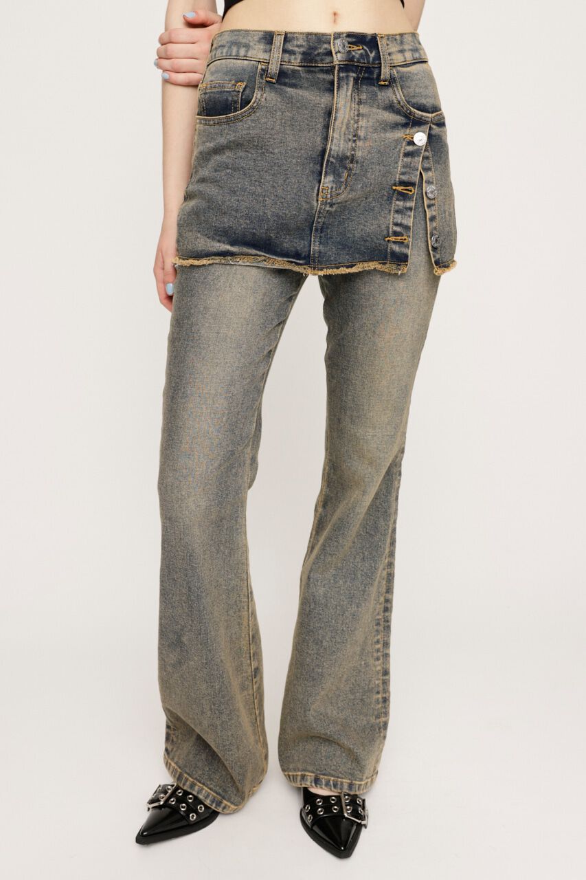 SLY「OVERDYE JW LAYERED FLARE PT-BE」|デニム|BLU