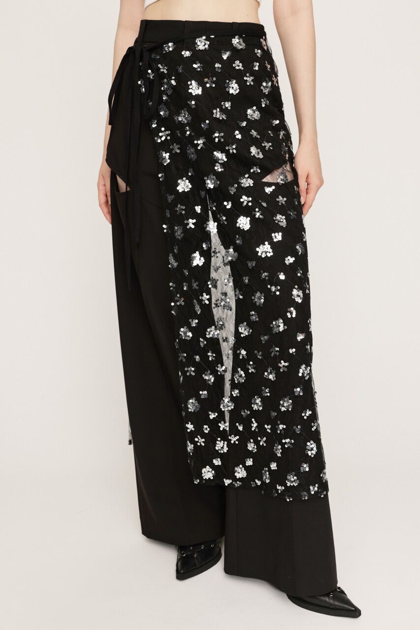 SLY「SEQUIN WRAP ロングスカート」|スカート|BLK