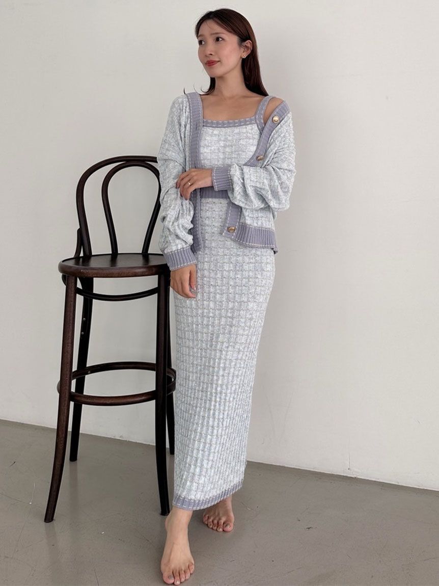 SNIDEL HOME「ラメニットツイードワンピース」|ルームウェア|