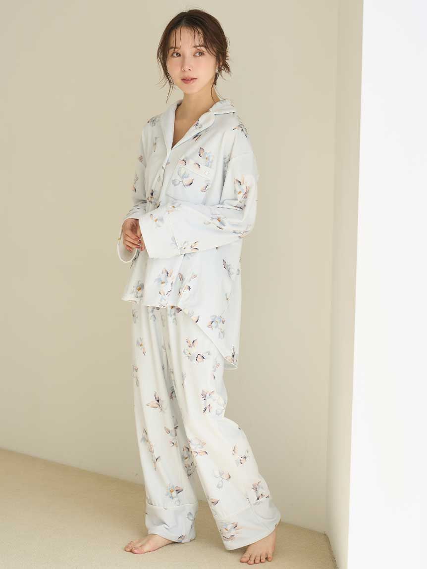 SNIDEL HOME「リブフリースプリントロングパンツ」|ルームウェア|