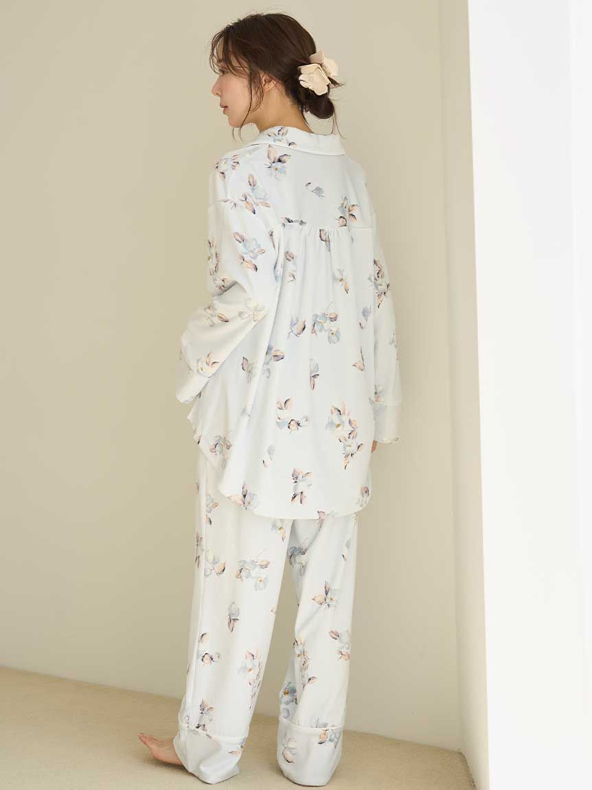 SNIDEL HOME「リブフリースプリントロングパンツ」|ルームウェア|