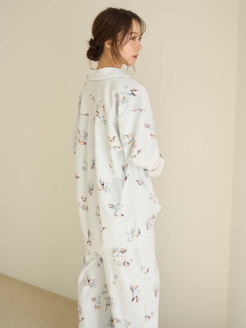 SNIDEL HOME「リブフリースプリントロングパンツ」|ルームウェア|