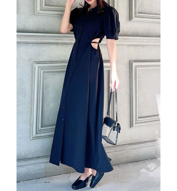 RESEXXY「ウエストオープンシャツワンピース」|ワンピース|ブラック