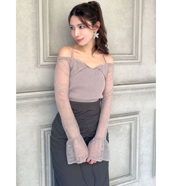 RESEXXY「オフショルレースニットトップス」|ニット・セーター|