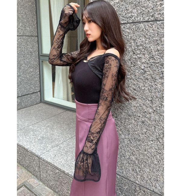 RESEXXY「オフショルレースニットトップス」|ニット・セーター|