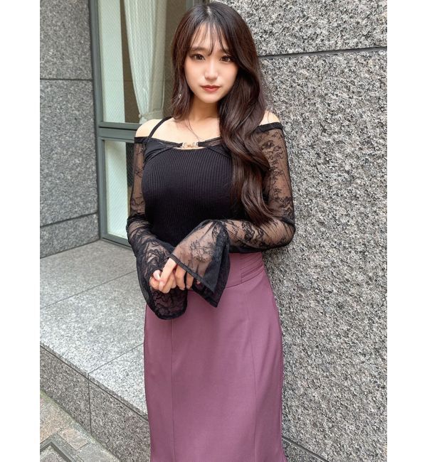 RESEXXY「オフショルレースニットトップス」|ニット・セーター|