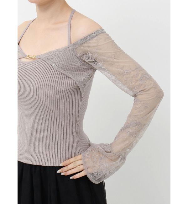 RESEXXY「オフショルレースニットトップス」|ニット・セーター|