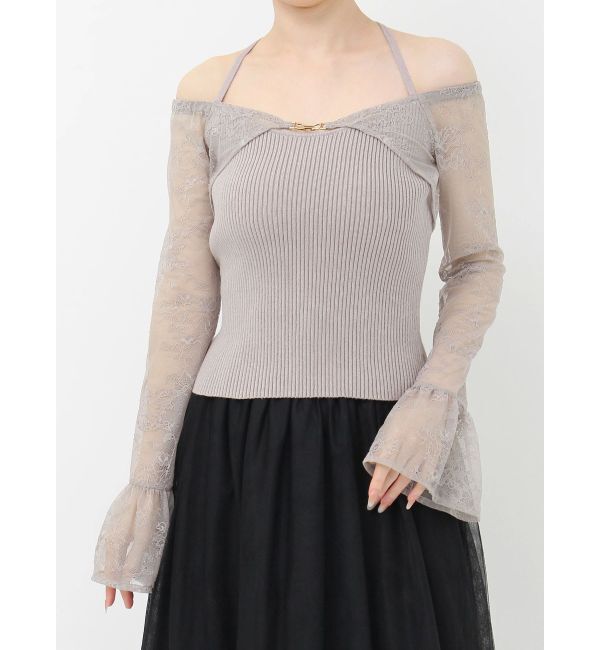 RESEXXY「オフショルレースニットトップス」|ニット・セーター|