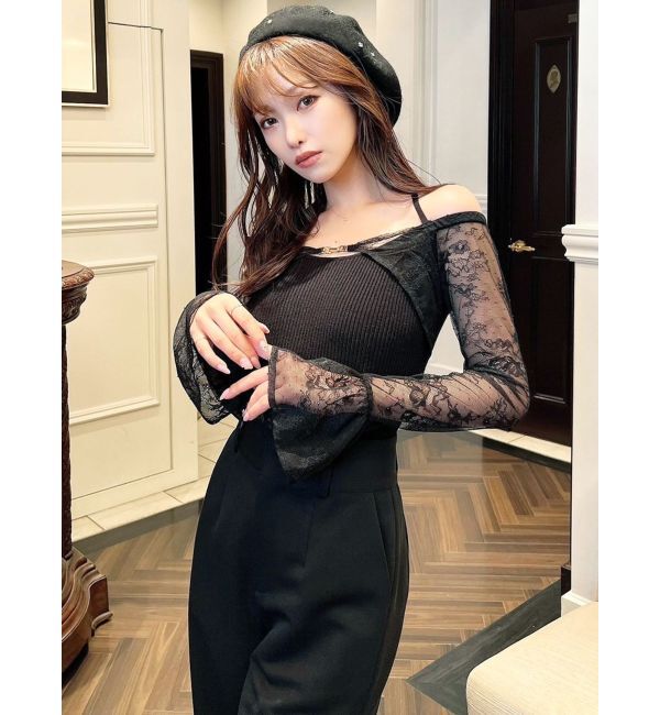 RESEXXY「オフショルレースニットトップス」|ニット・セーター|