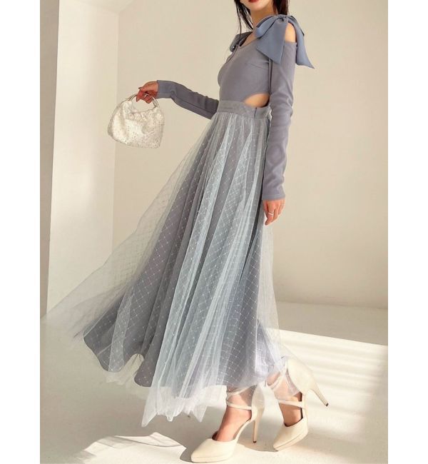 RESEXXY「シャイニーフレアワンピース」|ワンピース|ブルー