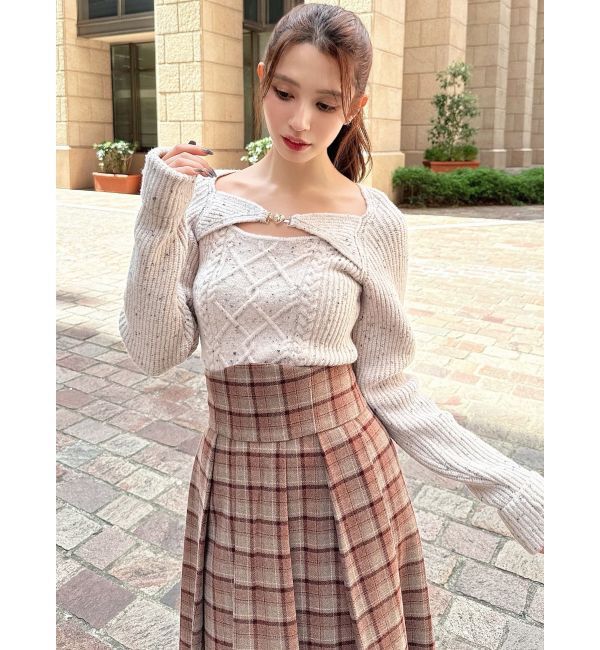 RESEXXY「ケーブルニットレイヤードトップス」|ニット・セーター|