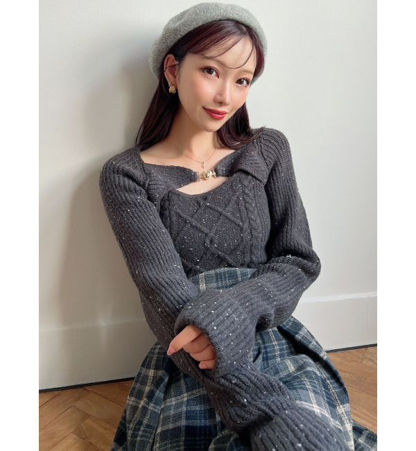 RESEXXY「ケーブルニットレイヤードトップス」|ニット・セーター|