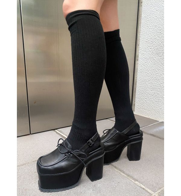 EMODA「サイドレースアップボリュームサボ」|その他|ブラック