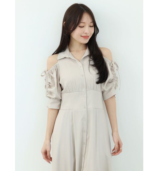MERCURYDUO「オープンショルダーシャツワンピース」|ワンピース|