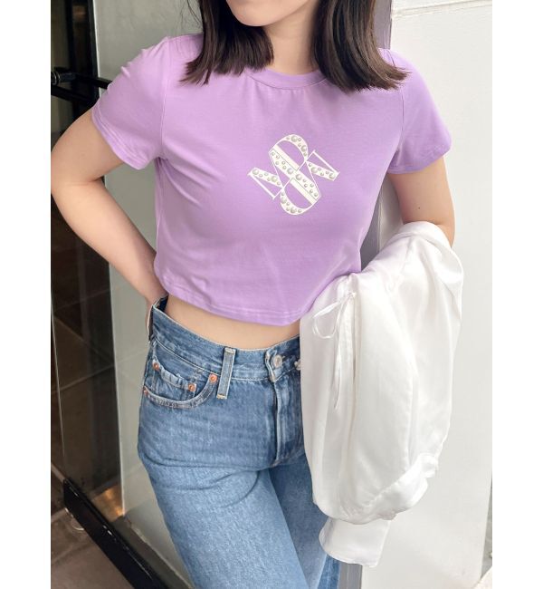 MERCURYDUO「クロップドパールロゴTシャツ」|Tシャツ・カットソー|パープル