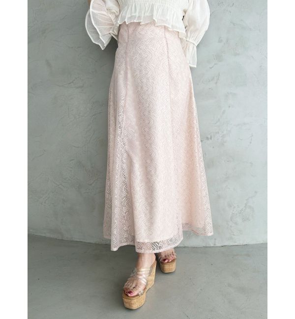 MERCURYDUO「レースフレアコルセットスカート」|スカート|ベビーピンク
