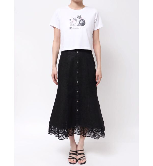 MERCURYDUO「CATプリントリボンTシャツ」|Tシャツ・カットソー|