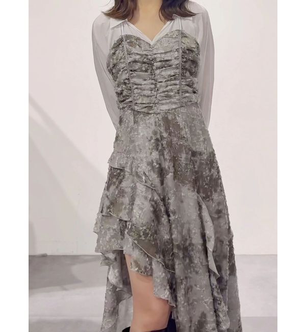 MERCURYDUO「シャツドッキングコルセットアシメヘムワンピース」|ワンピース|