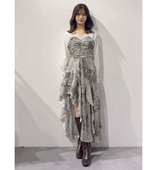 MERCURYDUO「シャツドッキングコルセットアシメヘムワンピース」|ワンピース|