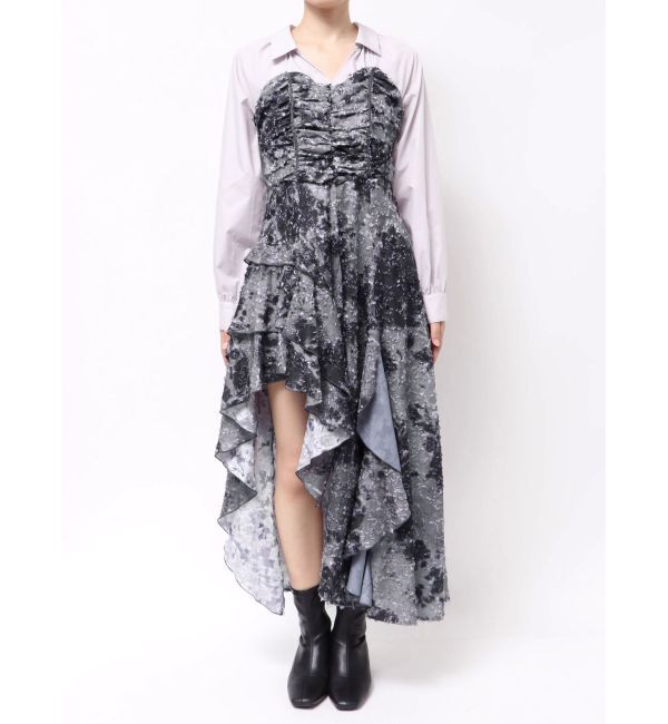 MERCURYDUO「シャツドッキングコルセットアシメヘムワンピース」|ワンピース|