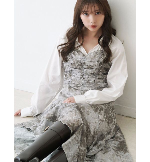 MERCURYDUO「シャツドッキングコルセットアシメヘムワンピース」|ワンピース|