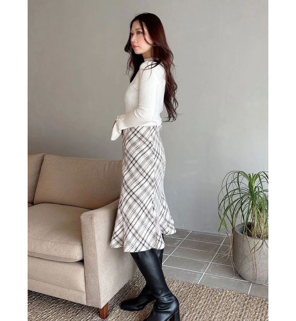 MERCURYDUO「オリジナルロービングチェックニーレングススカート」|スカート|