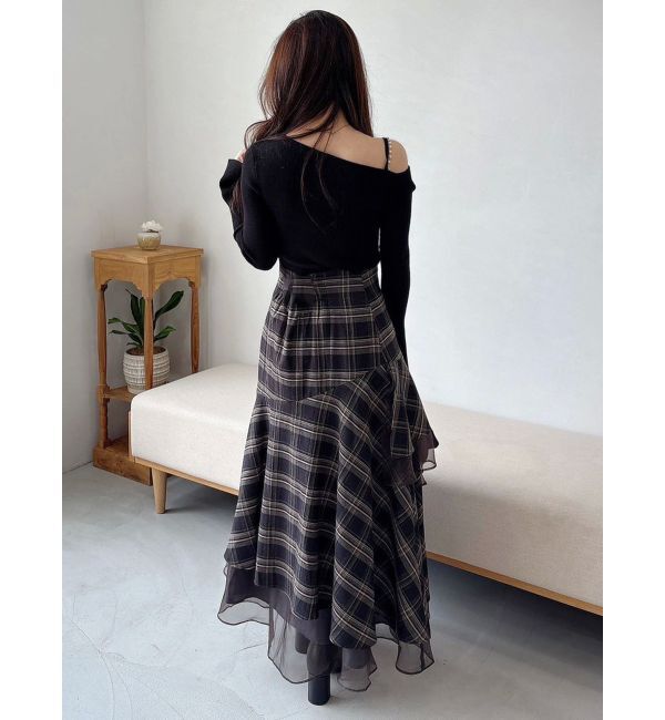 MERCURYDUO「【追加生産】異素材使いティアードスカート」|スカート|