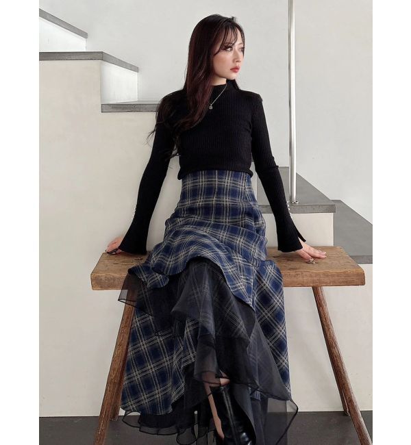 MERCURYDUO「【追加生産】異素材使いティアードスカート」|スカート|