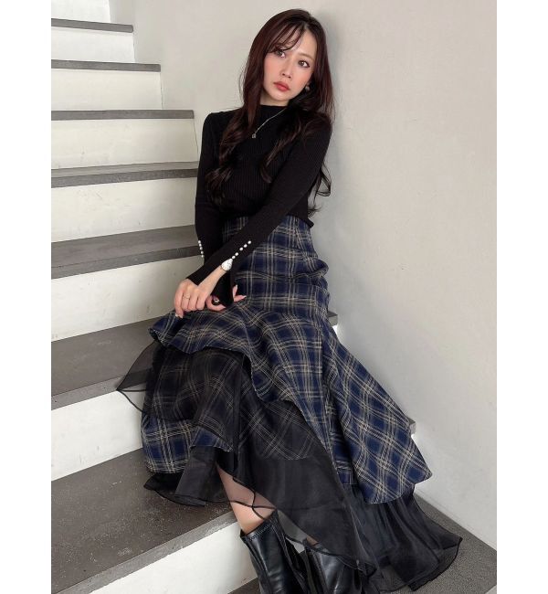 MERCURYDUO「【追加生産】異素材使いティアードスカート」|スカート|